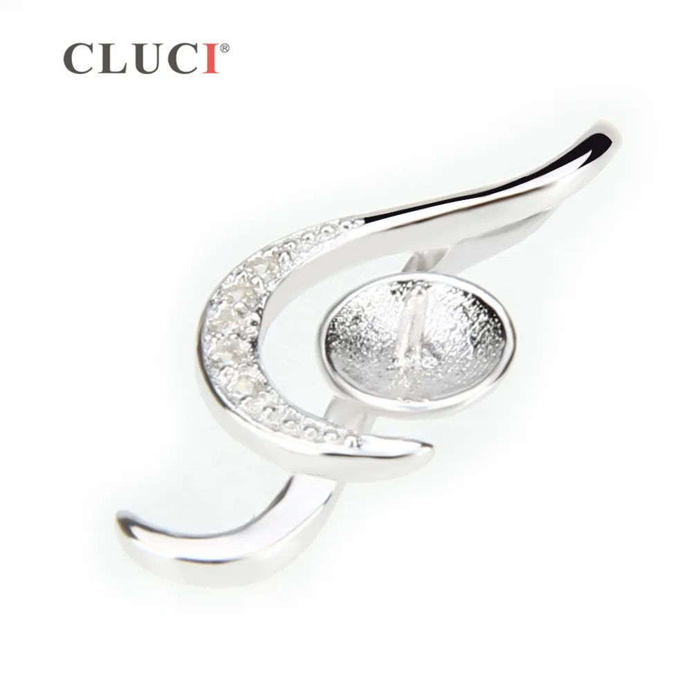 CLUCI Silver 925 Music Note Shaped Pearl Pendant Mounting for Women Jewelry Making 925 Sterling Silver Charms Pendant SP020SB