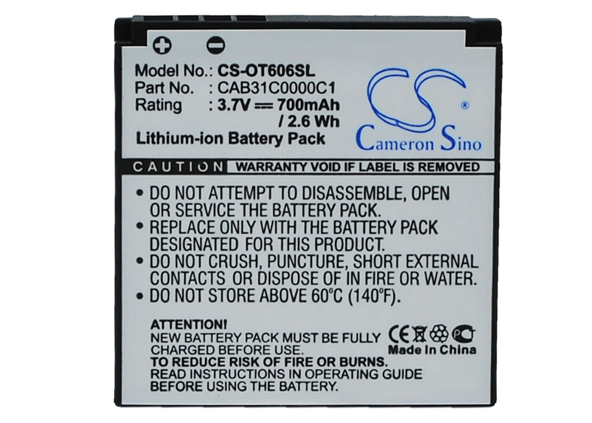 Cameron Sino High Quality Battery CAB31C0000C1, OT BY23 for Alcatel OT 606, OT  606 Sparq, OT 606A, OT 606C, For T Mobile Spark-in Mobile Phone Batteries  ...