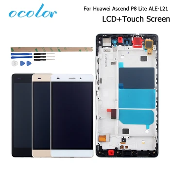 

ocolor For Huawei Ascend P8 Lite ALE-L21 LCD Display And Touch Screen Frame 5 Inch Digitizer Assembly Replacement +Tool+Adhesive