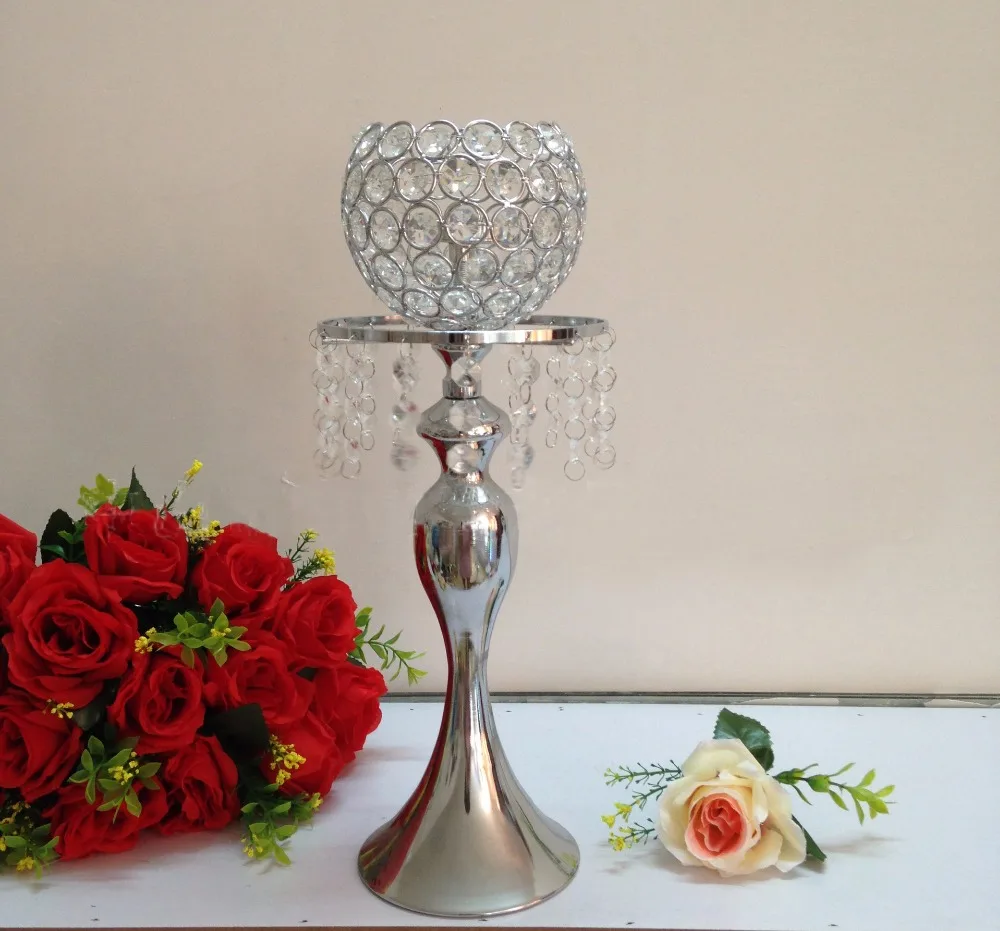 40cm(H) Crystal ball candle holder Wedding Flower Vase Table