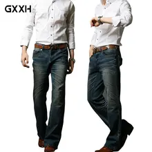 Мужские расклешенные джинсы Boot Cut ногу расклешенные эластичные Slim Fit середине талии мужской дизайнер классические джинсы Брюки Клеш Джинсы для женщин