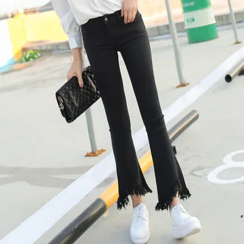 

Summer New Fashion Irregular Denim jeans,Plus sizes women's jeans pants Tassel flare pants denim pants Free shipping Y115