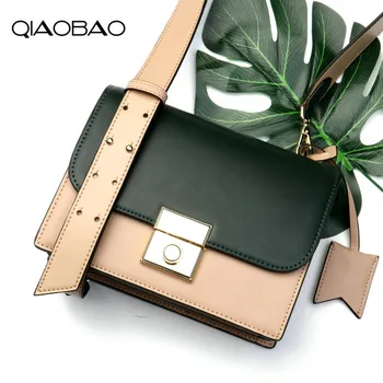 

QIAOBAO Fashion Style Flap Bag Original Lady Bag Cowhide Leather Women Messenger Bags Crossbody Bags For Women Shoulder