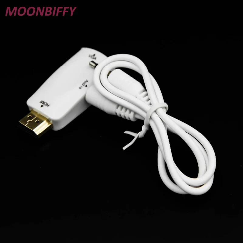 MOONBIFFY HDMI к VGA адаптер конвертер кабель с аудио кабель Поддержка HD 1080P для ПК ноутбук ТВ коробка - Цвет: white