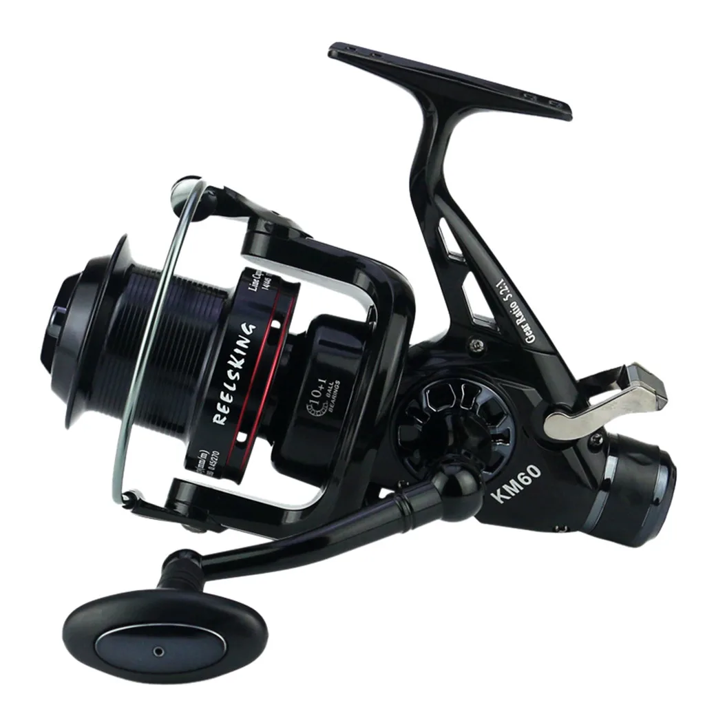 

Jcxagr Metal Fishing Reel Spinning Wheel 10+1BB Gear Ratio 5.2:1 Deep Sea Saltwater Spool Carp Casting Reel With Guide Rod 001