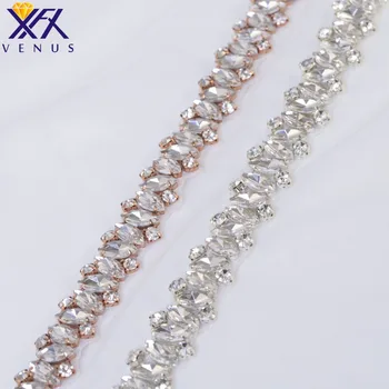 

XFX VENUS 10 PIECE Handmade beaded silver bridal wedding crystal rhinestone appliques sash belts bling belts for dresses