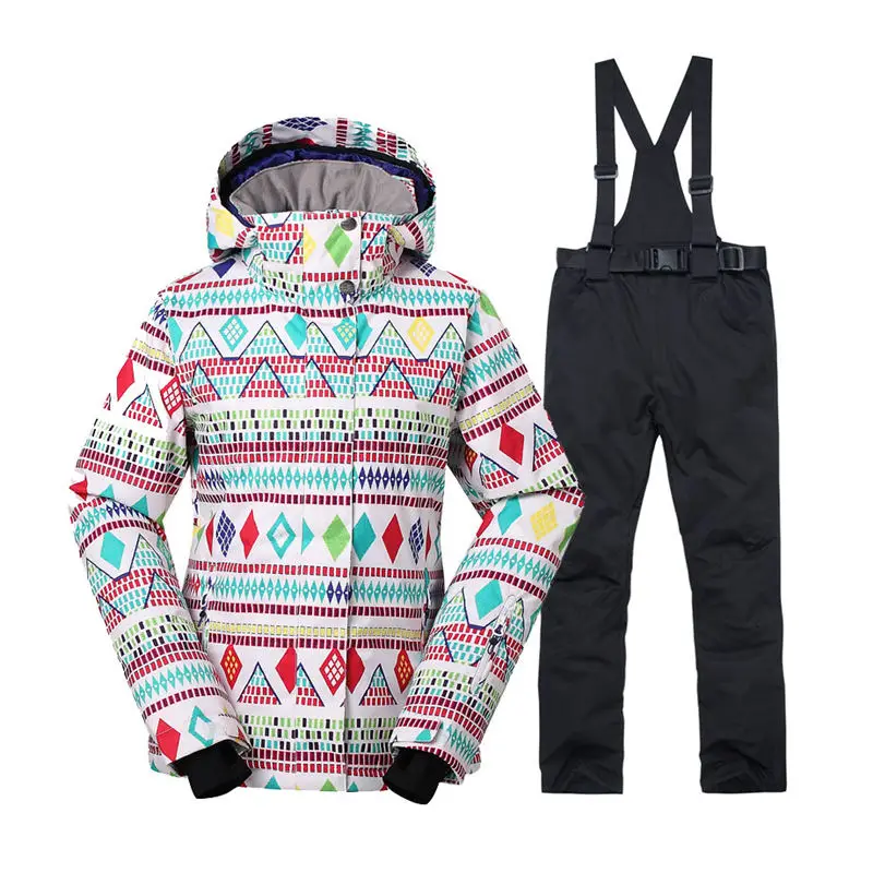 Недорогой женский зимний костюм Спортивная одежда для улицы Сноубординг наборы водонепроницаемые ветрозащитные дышащие лыжные куртки и комбинезон зимние брюки - Цвет: black pant