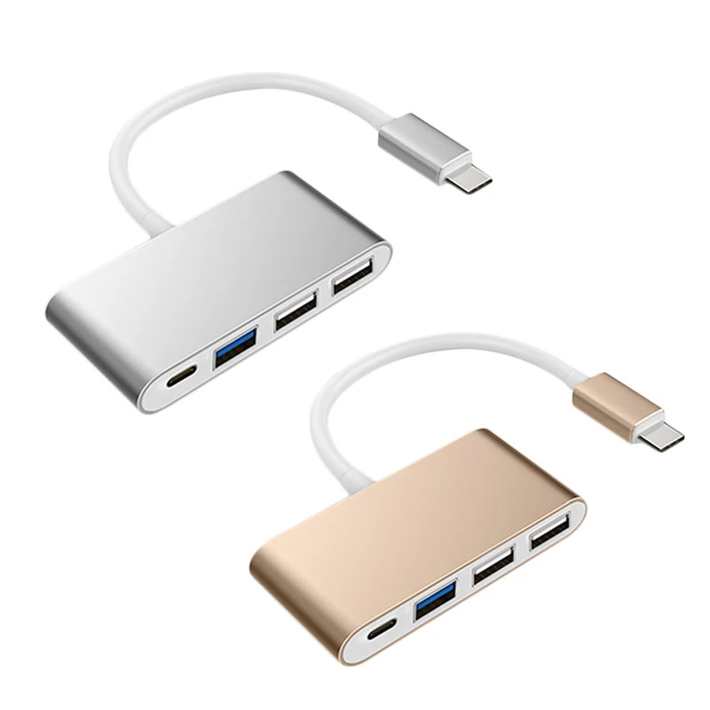 Type C To 4-Port USB 3.0 Hub OTG Charger Cable Adapter Multiport Converter for Phone Notebook Type-C PD QJY99 high quality usb hub power adapter wall home travel charger for phone 4 port