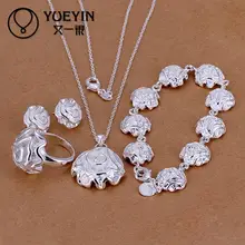 S296 высшего качества с серебряным покрытием Обручение ювелирных изделий с цветочным дизайном коллекции романтичные ювелирные изделия