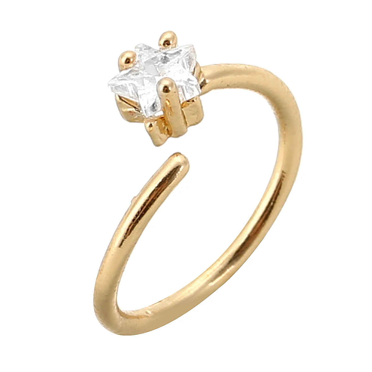 1Pcs Fashion Stainless Steel Nose Hoop Ring Shellhard Small Thin Star Crystal Rhinestone Nose Rings For Women Body Jewelry