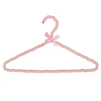 

IALJ Top Imitation Pearls Pink Bow Hook Hangers For Adult Clothes 39cm