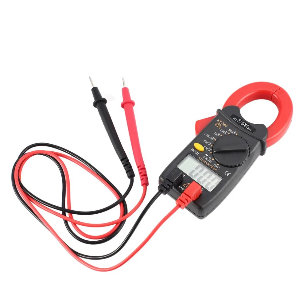 

HC388 Mini Digital Clamp Meter Multimeter AC/DC Voltage Current Ohm Diode Tester 1999 Counts Data Hold Handheld