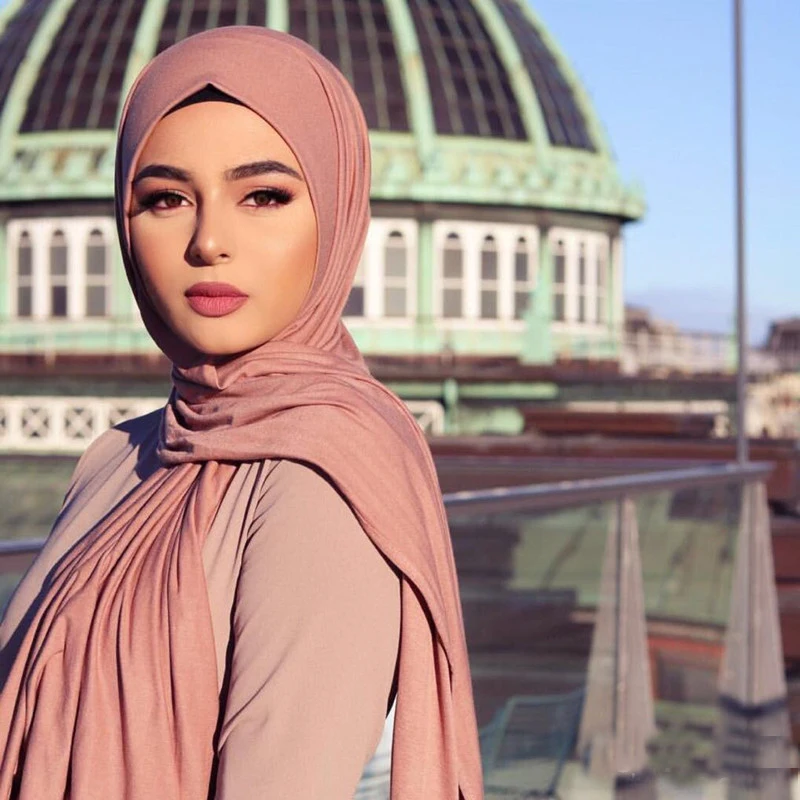 soild color cotton scarf hijab for muslim women stretch jersey headscarf female head wrap scarves turban foulard femme musulman