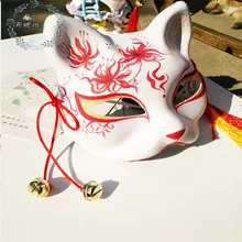Новинка, японская маска лисы, ручная роспись, кошка Нацумэ, книга друзей, целлюлозная лиса, полумаска для лица, маска для Хэллоуина, косплей, маска с животными, вечерние