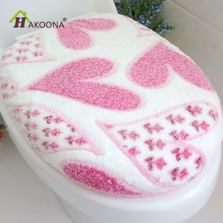 HAKOONA 2 Pieces/ Set Toilet Seat Cover Rugs U Shape Floral Bathroom Small Carpet Floor Feet