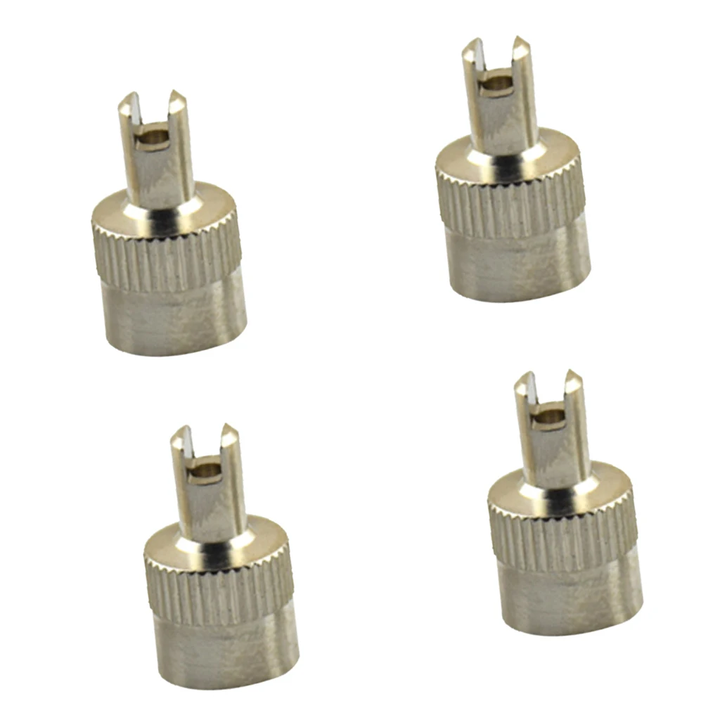 4Pcs Copper Slotted Head Valve Stem Caps Car Motorcyle Wheel Tire Stem Air Valve Caps  W/ Remover Tool