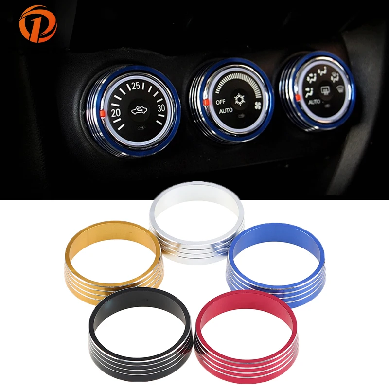 

POSSBAY 3Pcs Car Air Conditioning Knob Decorative Circle Cover Switch Control Button Trim Ring Car Styling for Mitsubishi ASX