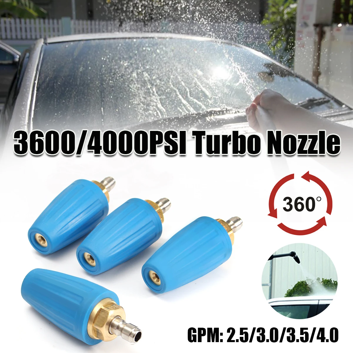 4000PSI Давление шайба вращающийся турбощетка 2,5/3/3,5/4GPM 1/" Quick Connect автомобилей шайба Запчасти сопло для высокого Давление шайба