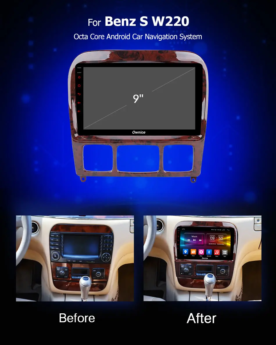 Sale 9" Ownice K3 K5 K6 2 Din Andorid 9.0 Car Radio DVD Player for Mercedes Benz W220 W215 S280 S320 S350 S400 S500 CL600 S Class GPS 4