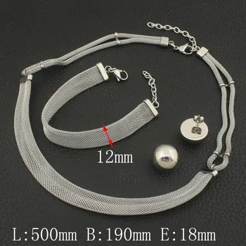 

Newest Wholesale Stainless Steel Vintage Jewelry Silver Color Bracelet Necklace Earrings Sets For Woman Hot SEDZAPBG