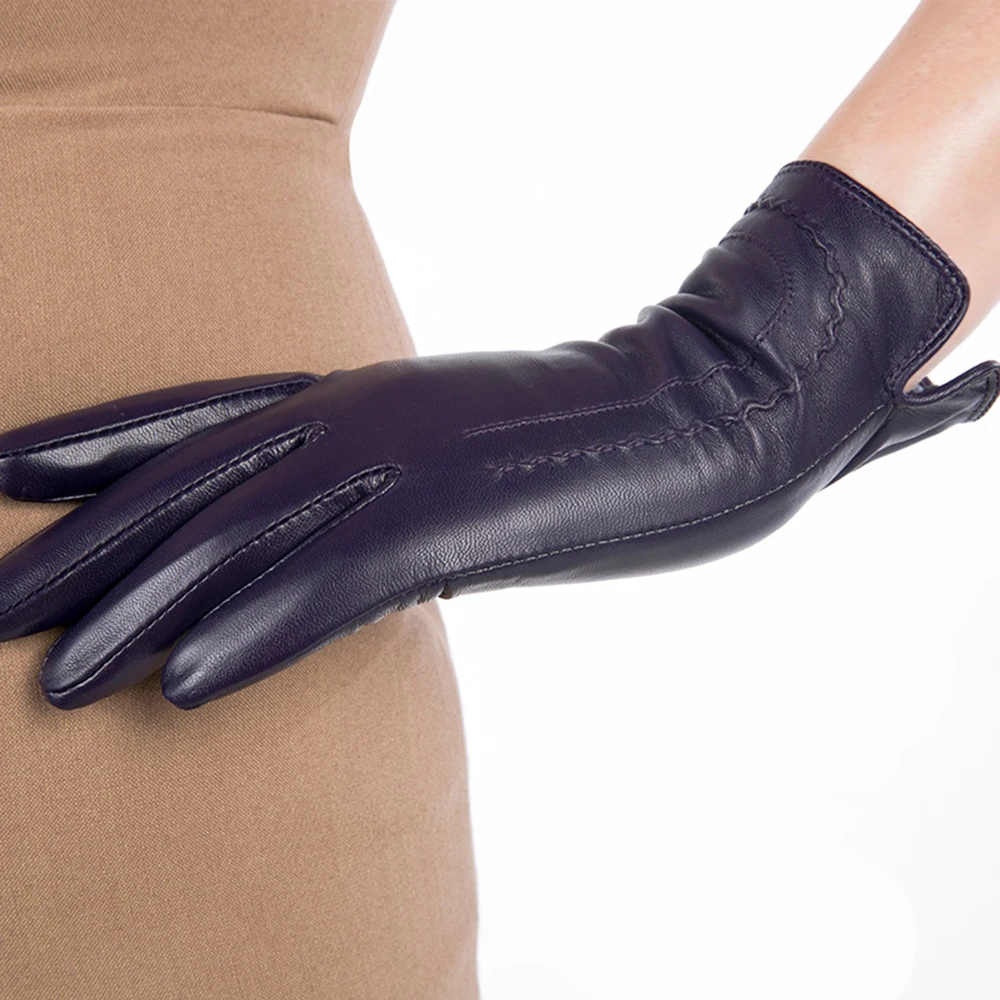 KLSS Брендовые женские перчатки из натуральной кожи модные трендовые женские перчатки из овчины высококачественные перчатки из козьей кожи зимние плюс бархатные K31