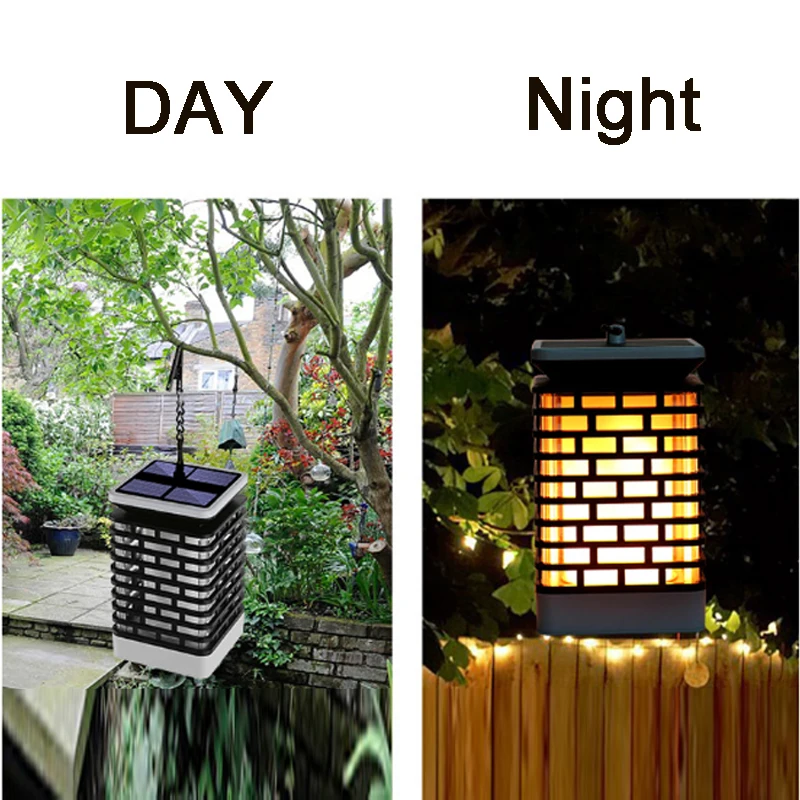 Solar Lights Flicking Flame Outdoor Solar Lantern Lamp Light Solar Powered LED Waterproof Hanging Light For Garden Yard Pathway (13)