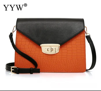 

YYW 2018 Deep Orange Pu Leather Box Bag Travel Fashion Crossbody Bag For Women Designs Korean Style Shoulder Bag High Quality