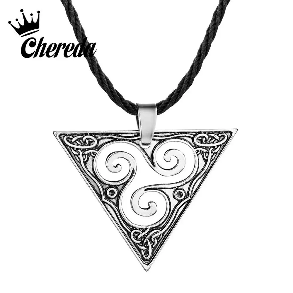 

Chereda Triangle Geometric Necklace for Women Men Retro SLAVIC Runes Rope Pendant Gothic Ethnic Necklaces Jewelry