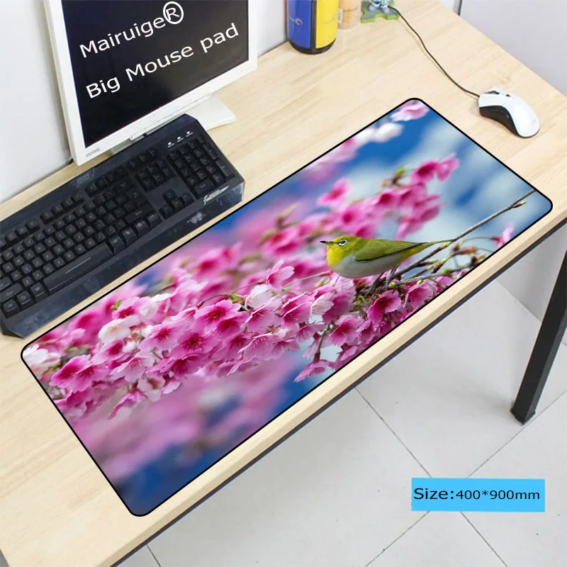 Mairuige Pink Flowers Large Gaming Mouse Pad Gamer Locking Edge PC Keyboard Mouse Mat Gaming Mousep