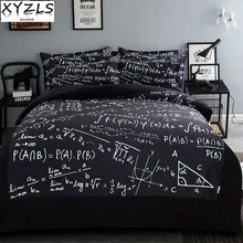 XYZLS краткое геометрическое черное Королевское хлопковое постельное белье, математическое современное двойное постельное белье для взрослых, домашний комплект постельного белья для близнецов