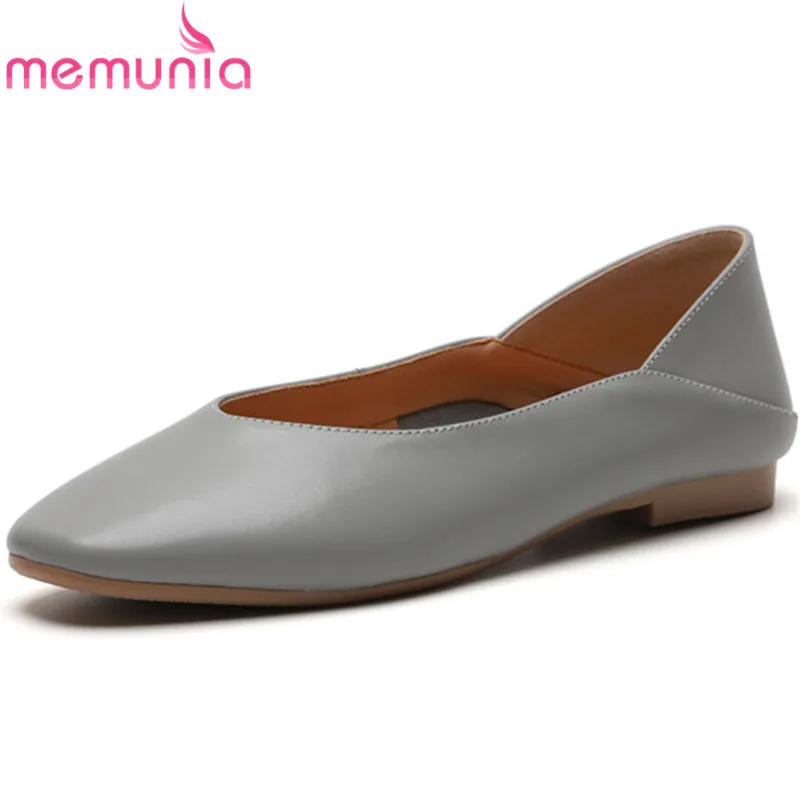 MEMUNIA/2019 Новое поступление, женские туфли из натуральной кожи, однотонные Туфли с круглым носком, удобные женские повседневные туфли на