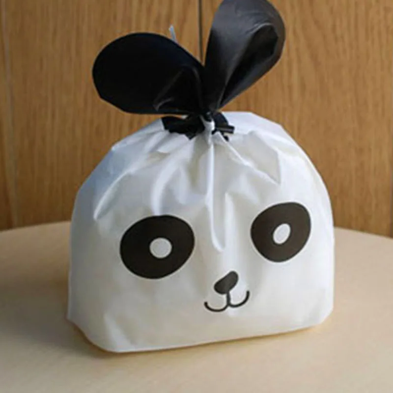 50pcs Cute Panda Cartoon Biscuit Bag Plastic Candy Cookie Food Cake Bags Box Hot