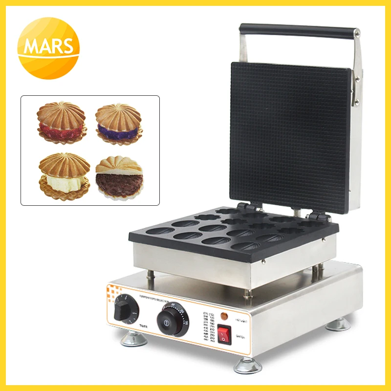 

Mars Commercial 110V 220V 16pcs Electric French Mini Flower Nut Shape Waffle Machine Maker Baker Iron
