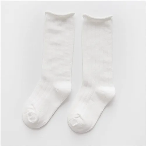 Детские носки хлопковые однотонные носки для девочек, полосатые носки для мальчиков одежда для малышей аксессуары, новинка года - Цвет: White