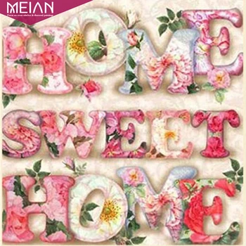 

Meian,Full Round "Sweet Home"DIY Diamond Painting Drill Diamond Embroidery Mosaic Sale, Christmas Accessories Decor