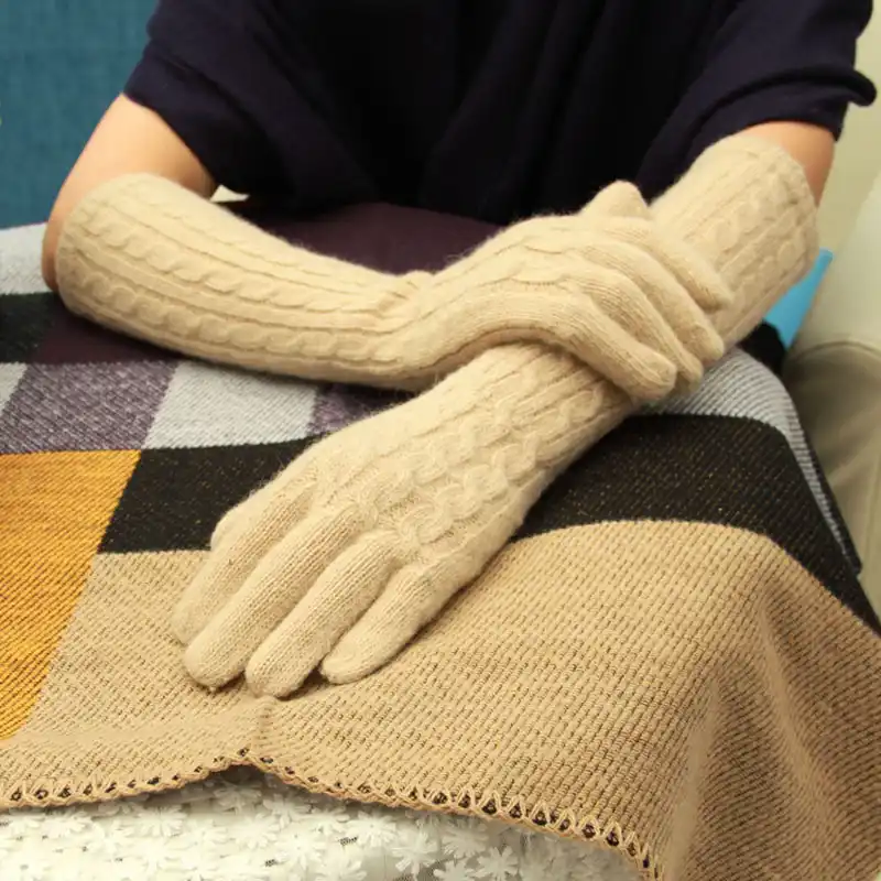 ladies brown knitted gloves
