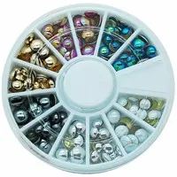 YZWLE,, 600 шт, 2 мм, разноцветные акриловые украшения для ногтей, блестящие стразы, 3D украшение для ногтей+ колесо