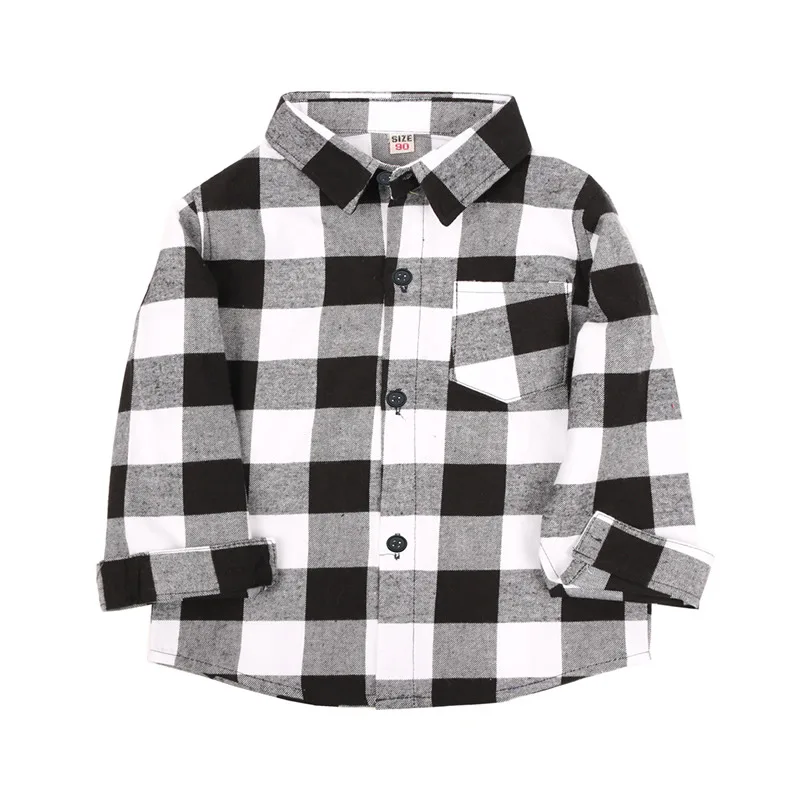 Casual Cotton Classic Plaid Long Sleeved Baby Boys Shirts Children Tops For Autumn and Spring Age 2-9 Years Old