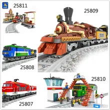 Model building kits compatible with lego ausini train succession2 3D blocks Educational model building toys hobbies for children