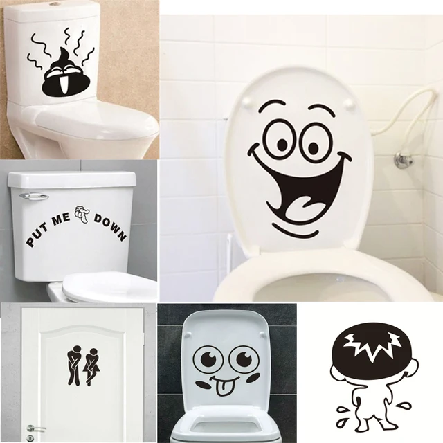 funny smile bathroom wall stickers toilet home decoration waterproof
