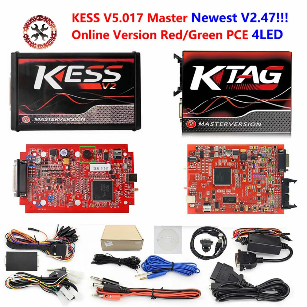 Интернет ЕС красный KESS V2 5,017 V2.47 мастер без знака ktag ecu Программатор V7.020 OBD2 ЭБУ чип Тюнинг менеджер Тюнинг Комплект ktag v7.020