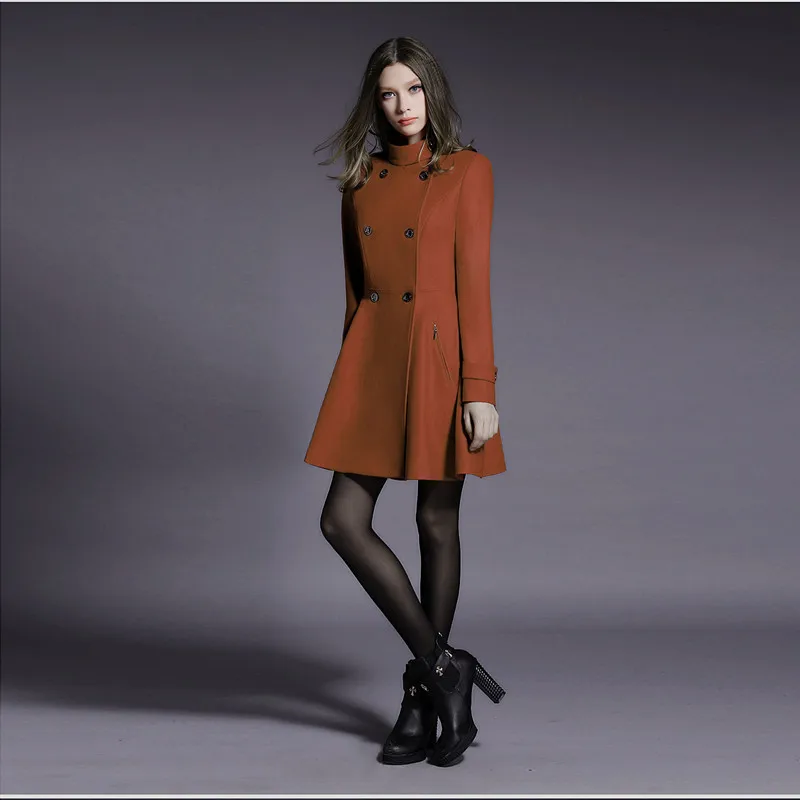 Women Wool Coat 2018 New Stand Collar Double Breasted Cashmere Jacket Elegant Fashion Female Pure Slim Plus Size cloak Outerwear Women Wool Coat 2018 New Stand Collar Double Breasted Cashmere Jacket Elegant Fashion Female Pure Slim Plus Size cloak Outerwear