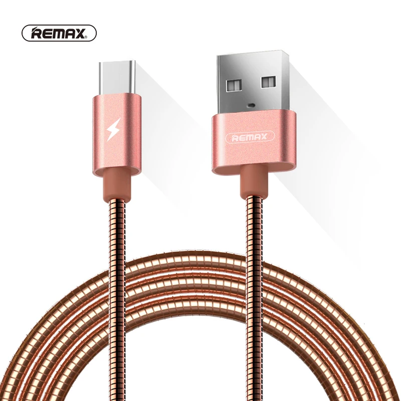 REMAX металлический пружинный провод usb type C кабель для передачи данных 2.1A Быстрая зарядка USB C кабель для xiaomi 4C MI5 redmi 4 pro/samsung S8