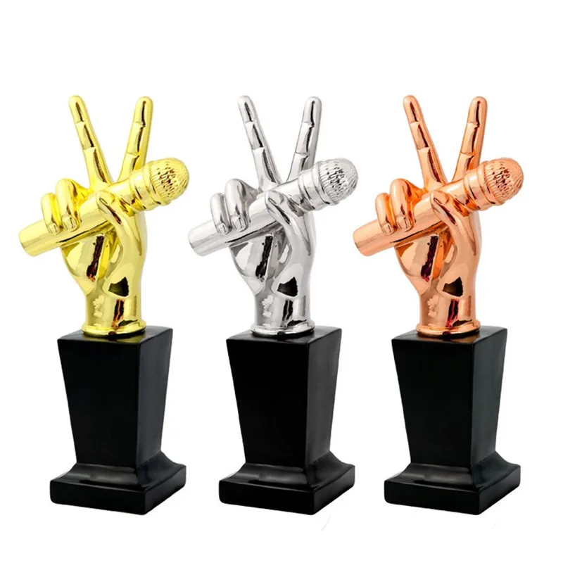 Variety Show The Voice Of USA Music Fans Trophy Microphone Crystal Trophies Champions Award Cup Trophy Souvenir R1682