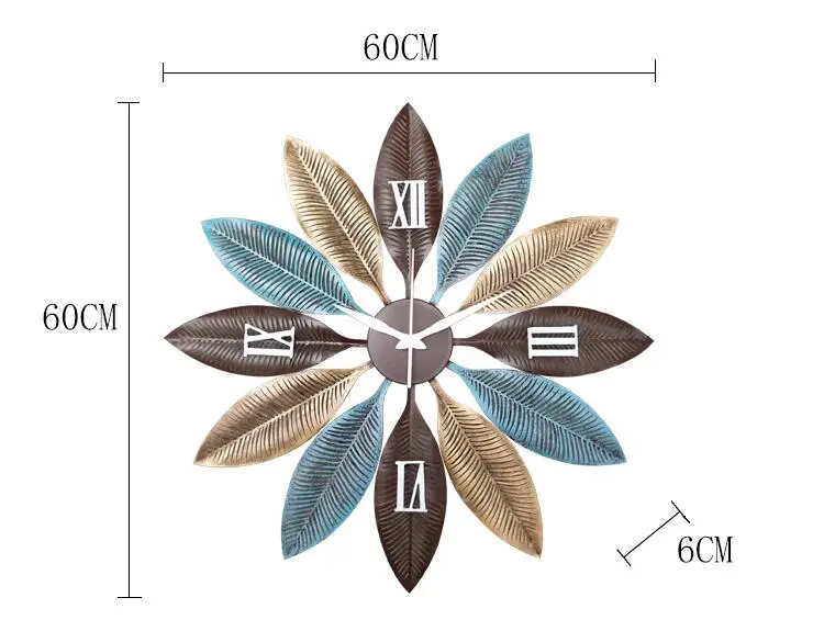 Nordic Творческий металлические настенные часы настенные подвесные украшения ремесла домашнего гостиная 3D стены Стикеры немой настенные росписи