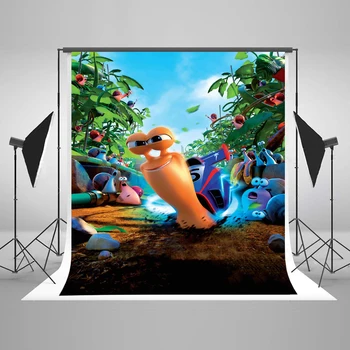 

Children 5x7 Photography Studio Background Polyester Photo Background Snail Orchard Speeding Competition Birthday Decoration