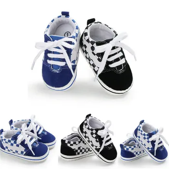 

2019 Autumn Baby Girl Boy Soft Sole Crib Shoes Toddler Sneakers Canvas Shoes Anti-slip 0-18M Black