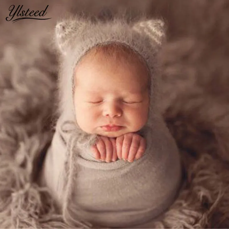 Ylsteed, вязаная крючком шапка для новорожденных, мохер, детский реквизит для фотосъемки, милый стиль с животными, шапки для новорожденных, аксессуары для фотосъемки младенцев