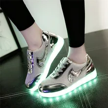 Hot Sale new arrived Women LED Shoes for Adults White Red Glowing Light Up Flat Shoes Luminous Recharging women led shSize 35-40