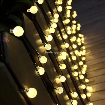 

5M/6M/7M/12M Solar Powered Crystal Ball Globe String Lights 20/30/50/100 LED Christmas Party Festival Decoration Fairy Lights